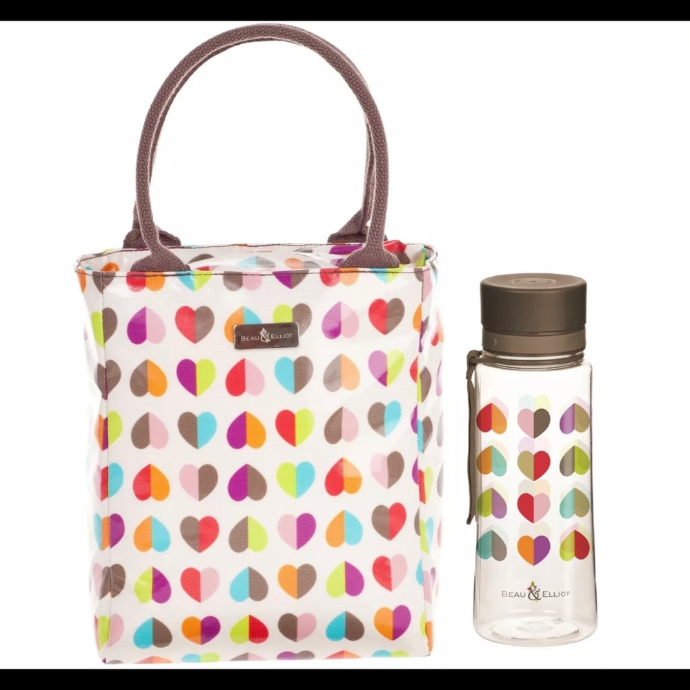 Lunch tote colorful with bottle